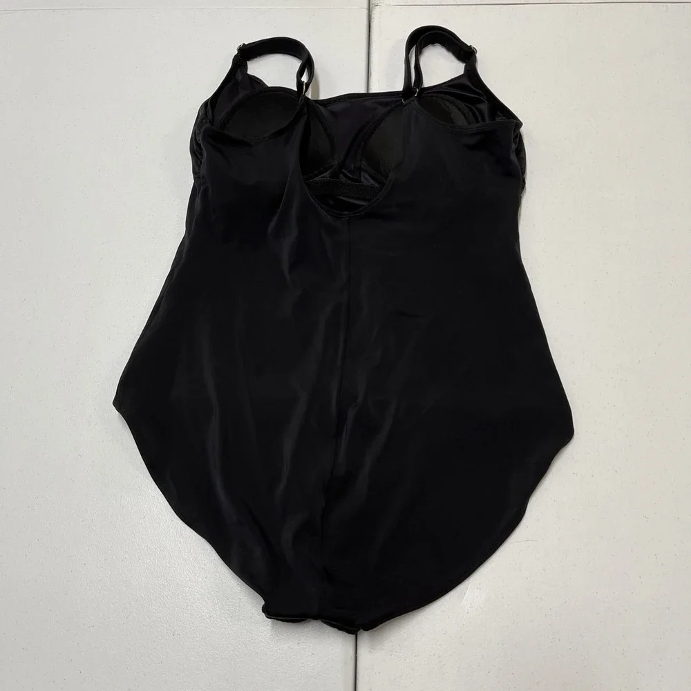 Chicos Swimsuit Black Metallic Studded One Piece 16 Padded Resort Vacation